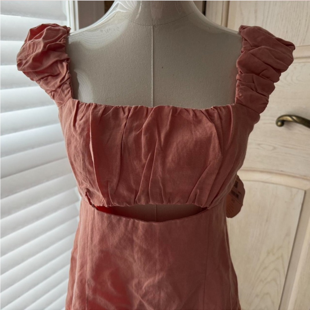 NWT Altar’d State Alana Linen Mini Dress Coral Medium